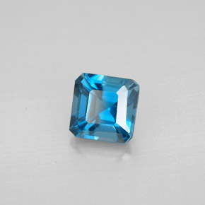 1.48캐럿 천연 런던 블루 토파즈, 에메랄드 컷, 6.1×6 mm, VVS-VS