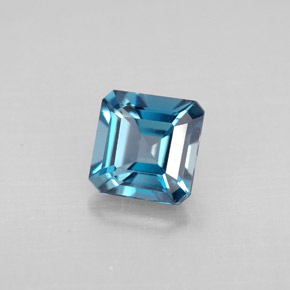1.31캐럿 천연 런던 블루 토파즈, 에메랄드 컷, 6×6 mm, VVS-VS