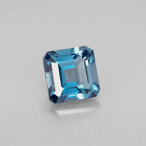 1.31캐럿 천연 런던 블루 토파즈, 에메랄드 컷, 6×6 mm, VVS-VS