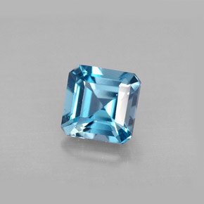 1.36캐럿 천연 런던 블루 토파즈, 에메랄드 컷, 6.1×6 mm, VVS-VS