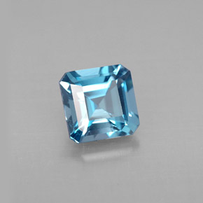1.36캐럿 천연 런던 블루 토파즈, 에메랄드 컷, 6.1×6 mm, VVS-VS