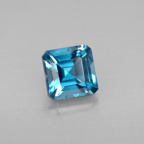1.44캐럿 천연 런던 블루 토파즈, 에메랄드 컷, 6.1×6 mm, VVS-VS