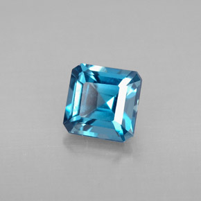 1.44캐럿 천연 런던 블루 토파즈, 에메랄드 컷, 6.1×6 mm, VVS-VS