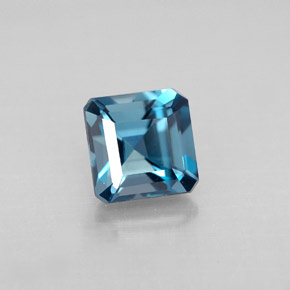 1.50캐럿 천연 런던 블루 토파즈, 에메랄드 컷, 6×6 mm, VVS-VS