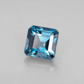 1.50캐럿 천연 런던 블루 토파즈, 에메랄드 컷, 6×6 mm, VVS-VS