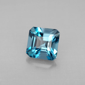 1.35캐럿 천연 런던 블루 토파즈, 에메랄드 컷, 6.1×6 mm, VVS-VS