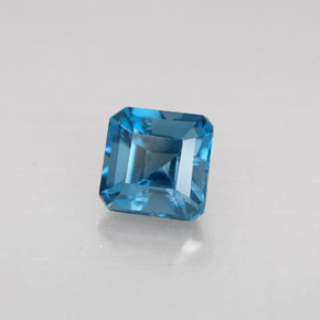 1.61캐럿 천연 런던 블루 토파즈, 에메랄드 컷, 6.1×6 mm, VVS-VS