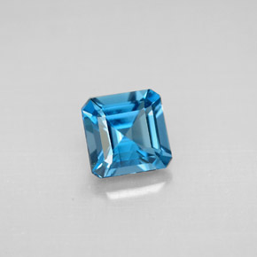 1.37캐럿 천연 런던 블루 토파즈, 에메랄드 컷, 6.1×6 mm, VVS-VS