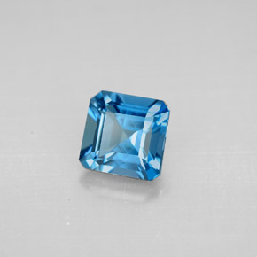 1.37캐럿 천연 런던 블루 토파즈, 에메랄드 컷, 6.1×6 mm, VVS-VS