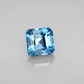 1.59캐럿 천연 런던 블루 토파즈, 에메랄드 컷, 6.1×6.1 mm, VVS-VS
