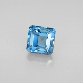1.64캐럿 천연 런던 블루 토파즈, 에메랄드 컷, 6.1×6 mm, VVS-VS