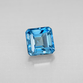 1.64캐럿 천연 런던 블루 토파즈, 에메랄드 컷, 6.1×6 mm, VVS-VS