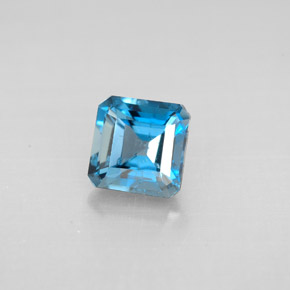 1.48캐럿 천연 런던 블루 토파즈, 에메랄드 컷, 6×6 mm, VVS-VS