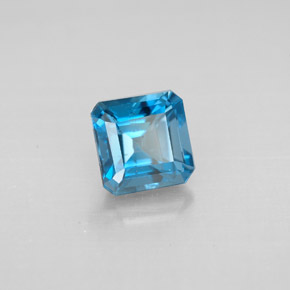1.48캐럿 천연 런던 블루 토파즈, 에메랄드 컷, 6×6 mm, VVS-VS