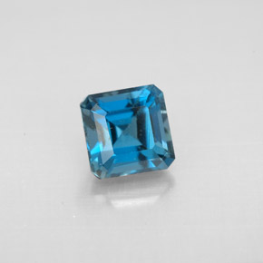 1.60캐럿 천연 런던 블루 토파즈, 에메랄드 컷, 6×6 mm, VVS-VS