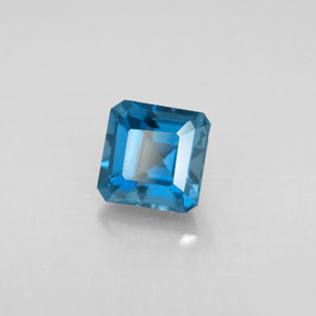 1.60캐럿 천연 런던 블루 토파즈, 에메랄드 컷, 6×6 mm, VVS-VS