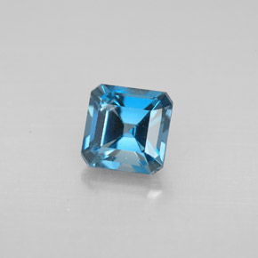 1.47캐럿 천연 런던 블루 토파즈, 에메랄드 컷, 6.1×6 mm, VVS-VS
