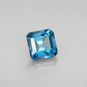 1.47캐럿 천연 런던 블루 토파즈, 에메랄드 컷, 6.1×6 mm, VVS-VS