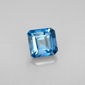1.46캐럿 천연 런던 블루 토파즈, 에메랄드 컷, 6.1×6.1 mm, VVS-VS