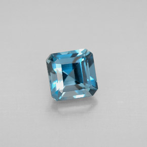 1.52캐럿 천연 런던 블루 토파즈, 에메랄드 컷, 6×6 mm, VVS-VS