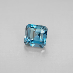 1.52캐럿 천연 런던 블루 토파즈, 에메랄드 컷, 6×6 mm, VVS-VS