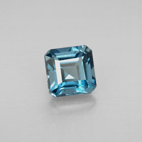 1.54캐럿 천연 런던 블루 토파즈, 에메랄드 컷, 6.1×6.1 mm, VVS-VS