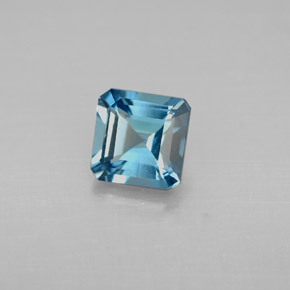 1.38캐럿 천연 런던 블루 토파즈, 에메랄드 컷, 6.1×6.1 mm, VVS-VS