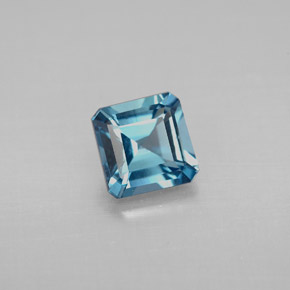 1.38캐럿 천연 런던 블루 토파즈, 에메랄드 컷, 6.1×6.1 mm, VVS-VS