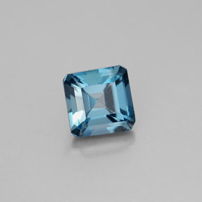 1.50캐럿 천연 런던 블루 토파즈, 에메랄드 컷, 6.1×6.1 mm, VVS-VS