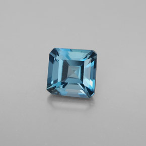 1.50캐럿 천연 런던 블루 토파즈, 에메랄드 컷, 6.1×6.1 mm, VVS-VS