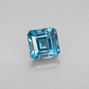 1.57캐럿 천연 런던 블루 토파즈, 에메랄드 컷, 6.2×6.1 mm, VVS-VS