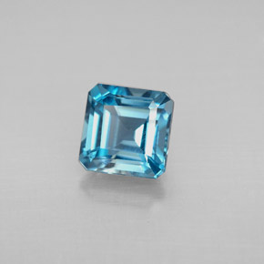 1.57캐럿 천연 런던 블루 토파즈, 에메랄드 컷, 6.2×6.1 mm, VVS-VS