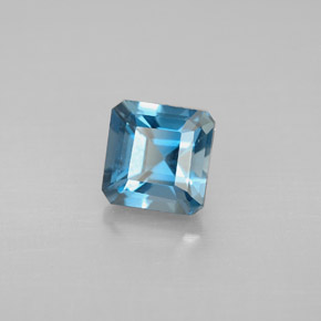 1.57캐럿 천연 런던 블루 토파즈, 에메랄드 컷, 6.1×6 mm, VVS-VS