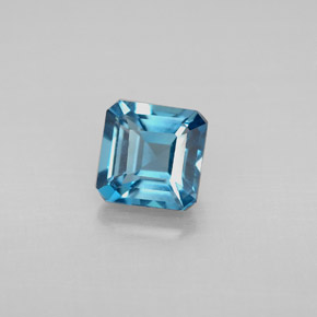 1.45캐럿 천연 런던 블루 토파즈, 에메랄드 컷, 6.1×6 mm, VVS-VS