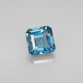 1.45캐럿 천연 런던 블루 토파즈, 에메랄드 컷, 6.1×6 mm, VVS-VS