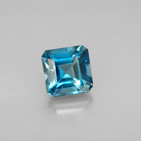 1.50캐럿 천연 런던 블루 토파즈, 에메랄드 컷, 6.1×6.1 mm, VVS-VS