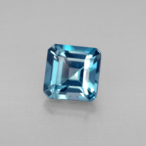 1.51캐럿 천연 런던 블루 토파즈, 에메랄드 컷, 6.1×6 mm, VVS-VS
