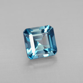 1.51캐럿 천연 런던 블루 토파즈, 에메랄드 컷, 6.1×6 mm, VVS-VS