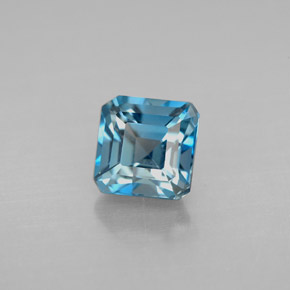 1.77캐럿 천연 런던 블루 토파즈, 에메랄드 컷, 6.1×6.1 mm, VVS-VS