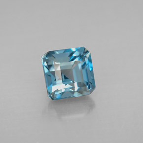 1.77캐럿 천연 런던 블루 토파즈, 에메랄드 컷, 6.1×6.1 mm, VVS-VS