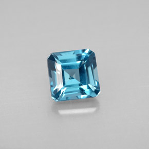 1.57캐럿 천연 런던 블루 토파즈, 에메랄드 컷, 6.1×6.1 mm, VS