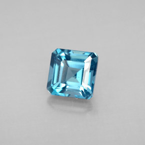 1.57캐럿 천연 런던 블루 토파즈, 에메랄드 컷, 6.1×6.1 mm, VS