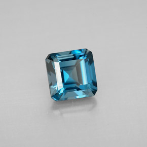 1.51캐럿 천연 런던 블루 토파즈, 에메랄드 컷, 6.1×6 mm, VVS-VS