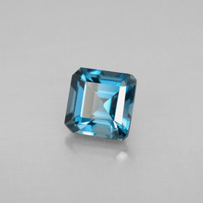 1.51캐럿 천연 런던 블루 토파즈, 에메랄드 컷, 6.1×6 mm, VVS-VS