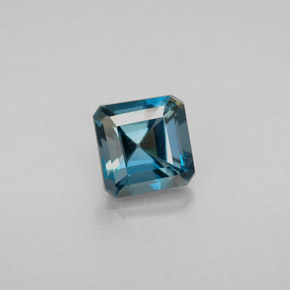 1.46캐럿 천연 런던 블루 토파즈, 에메랄드 컷, 6×6 mm, VVS-VS