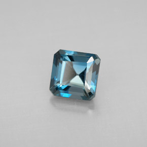 1.46캐럿 천연 런던 블루 토파즈, 에메랄드 컷, 6×6 mm, VVS-VS