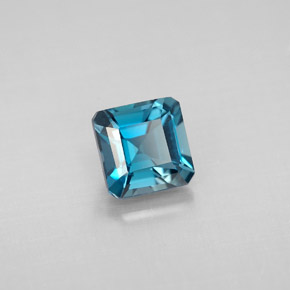 1.46캐럿 천연 런던 블루 토파즈, 에메랄드 컷, 6×6 mm, VVS-VS