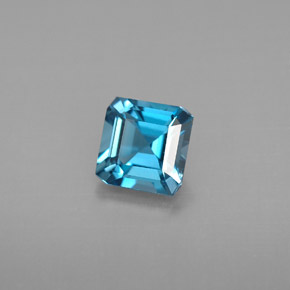 1.34캐럿 천연 런던 블루 토파즈, 에메랄드 컷, 6×6 mm, VVS-VS