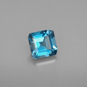 1.34캐럿 천연 런던 블루 토파즈, 에메랄드 컷, 6×6 mm, VVS-VS