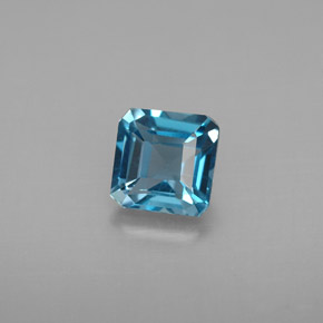 1.42캐럿 천연 런던 블루 토파즈, 에메랄드 컷, 6.1×6.1 mm, VVS-VS